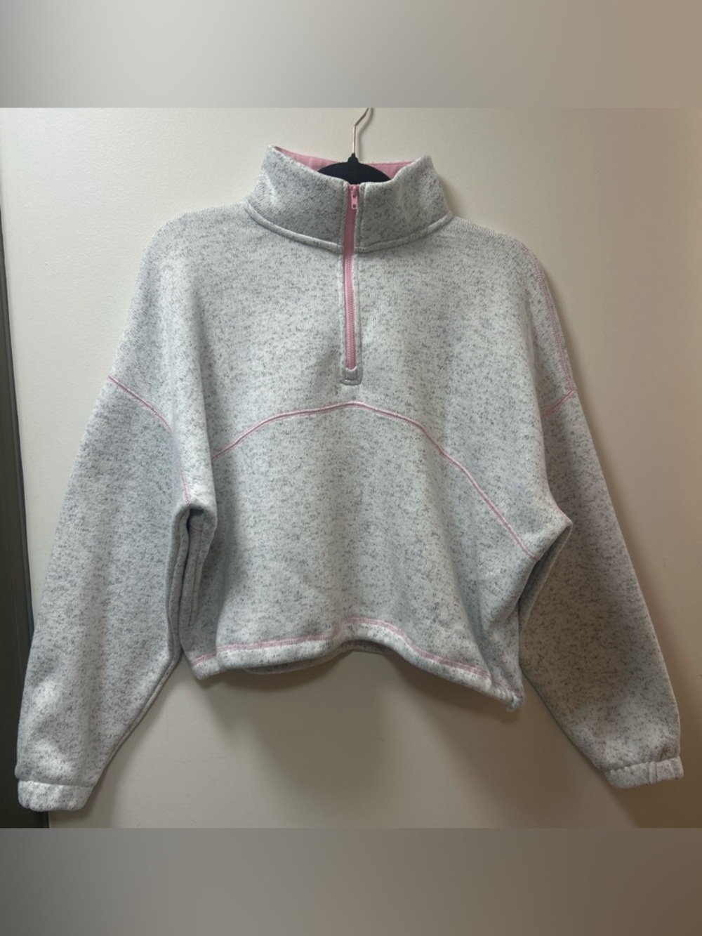 Half-Zip Pullover with Pink Trim